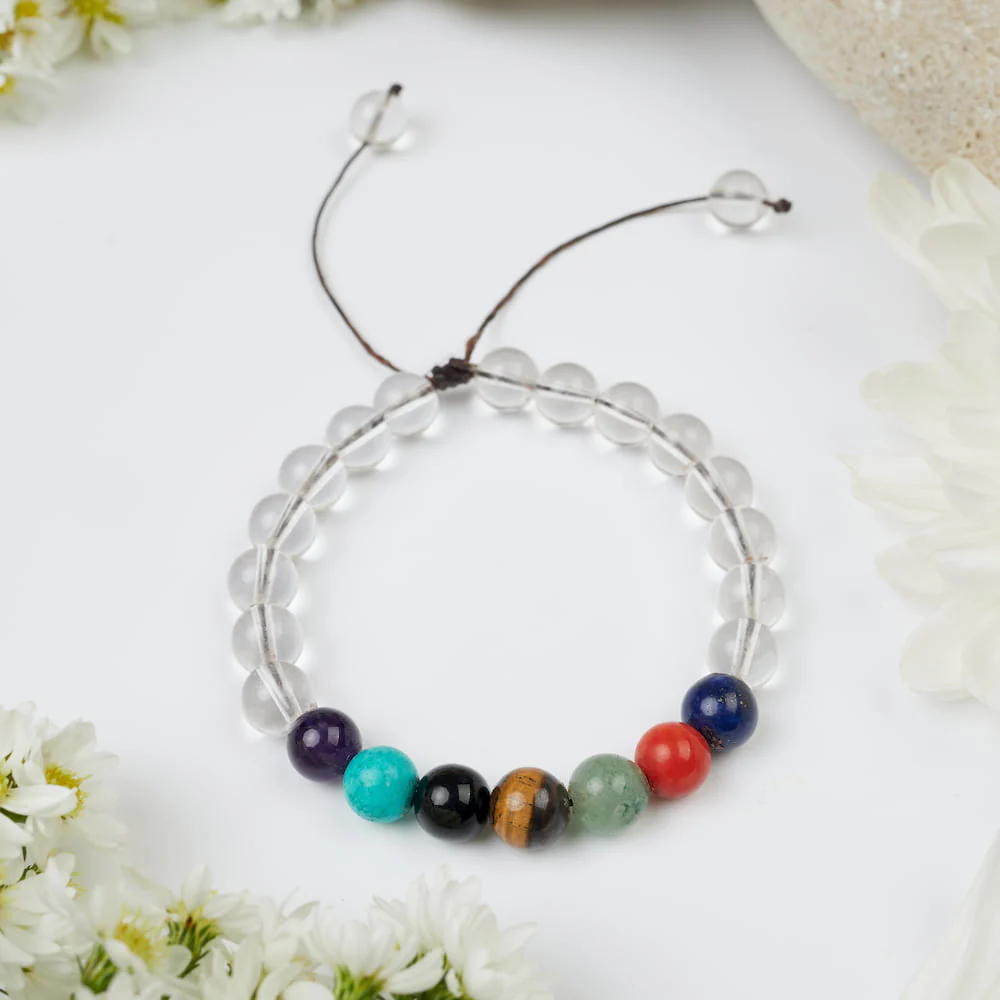 Bracelet 7 chakras Cristal de Roche : Gardez un esprit ouvert - Image 3