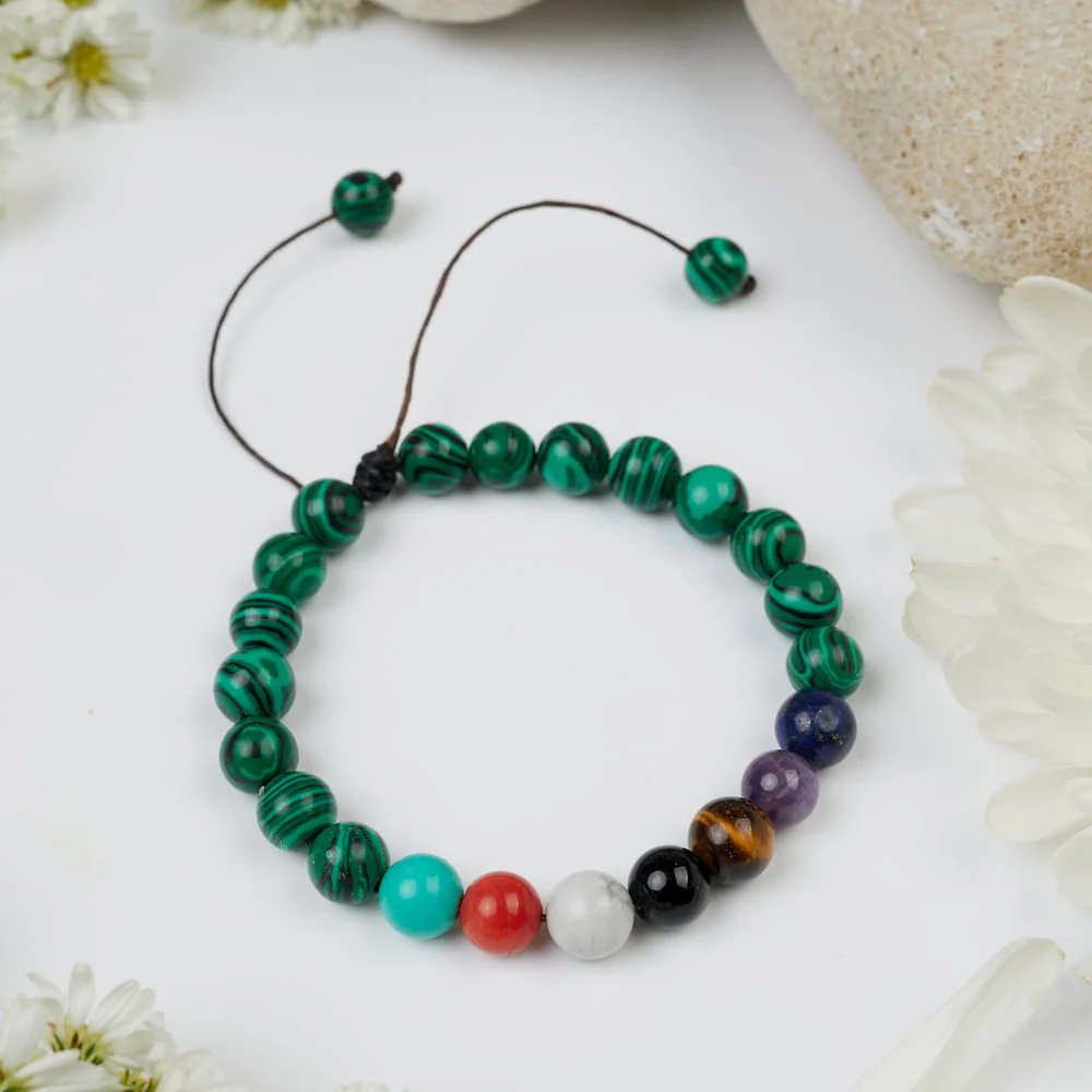 Bracelet 7 chakras Malachite : Volonté Invincible - Image 3